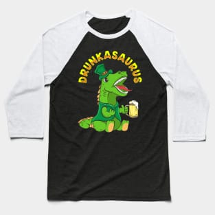St Patricks Day Drunkasaurus T Rex Beer Baseball T-Shirt